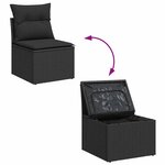vidaXL Ensemble de Canapé de Jardin Modulaire avec coussin avec stockage 8 Pièces Noir