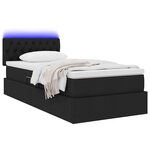 vidaXL Lit de rangement LED avec matelas Noir 90 x 200 cm Tissu