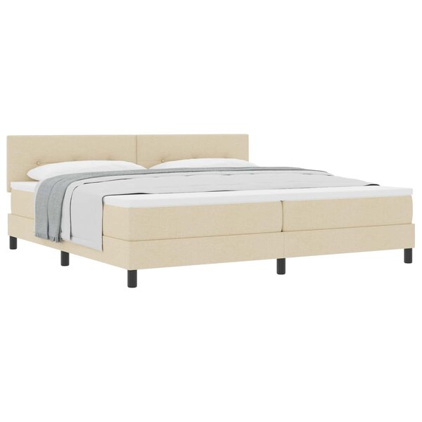 vidaXL Lit à ressorts avec matelas Crème 200 x 200 cm tissu