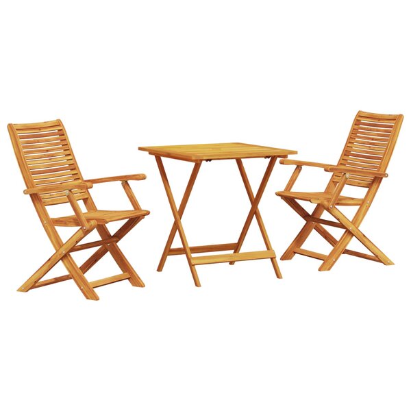 vidaXL Ensemble bistro pliant 3 Pièces Marron Bois d'Acacia Massif