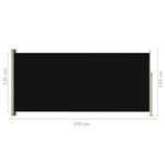 vidaXL Auvent latéral rétractable de patio 140x300 cm Noir