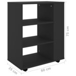 vidaXL Armoire à roulettes Noir 60x35x75 cm Bois d’ingénierie