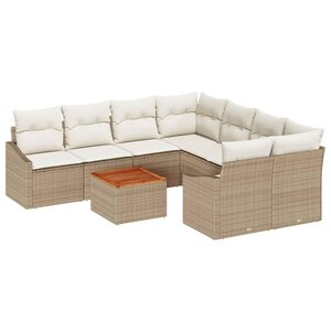 vidaXL Ensemble de canapé de jardin 9 Pièces Beige Poly rotin
