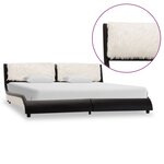 vidaXL Cadre de lit Noir et blanc Similicuir 150x200 cm