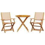 vidaXL Ensemble de bistro 3 Pièces beige tissu et bois massif