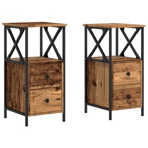 vidaXL Tables de chevet 2 Pièces vieux bois 34x35 5x70 cm bois ingénierie
