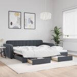 vidaXL Lit de jour avec gigogne et tiroirs sans matelas 100x200 cm