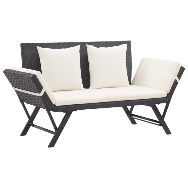 vidaXL Banc de jardin avec coussins 176 cm Noir Résine tressée