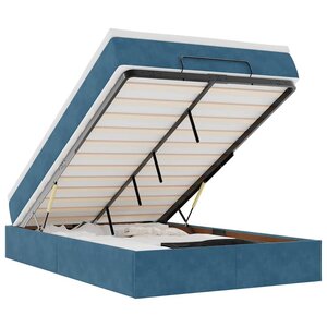 vidaXL Cadre de lit ottoman avec matelas bleu foncé 120x200 cm velours