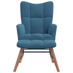 vidaXL Chaise à bascule avec tabouret en velours bleu