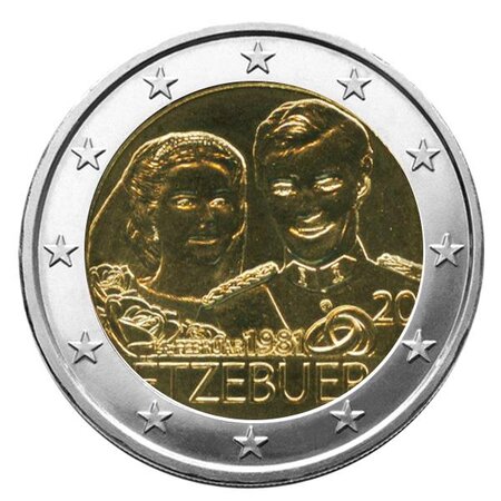 Pièce 2€ commémorative 2021 : luxembourg (mariage du grand duc henri--version classique)