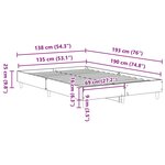 vidaXL Cadre de lit sans matelas chêne fumé 135x190 cm bois ingénierie