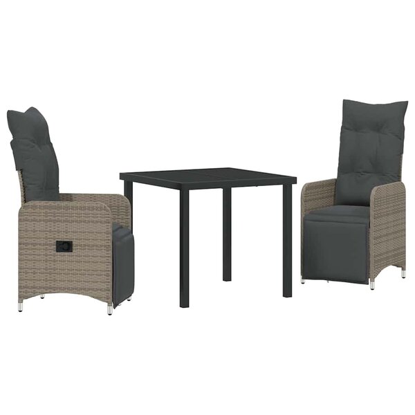 vidaXL Ensemble de salle à manger pour jardin 3 Pièces Gris polyrotin