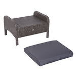 Outsunny Lot de 2 fauteuils de jardin grand confort repose-pied table basse résine tressée imitation rotin coussins gris