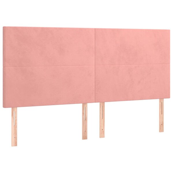vidaXL Tête de lit Rose 200x5x118/128 cm Velours