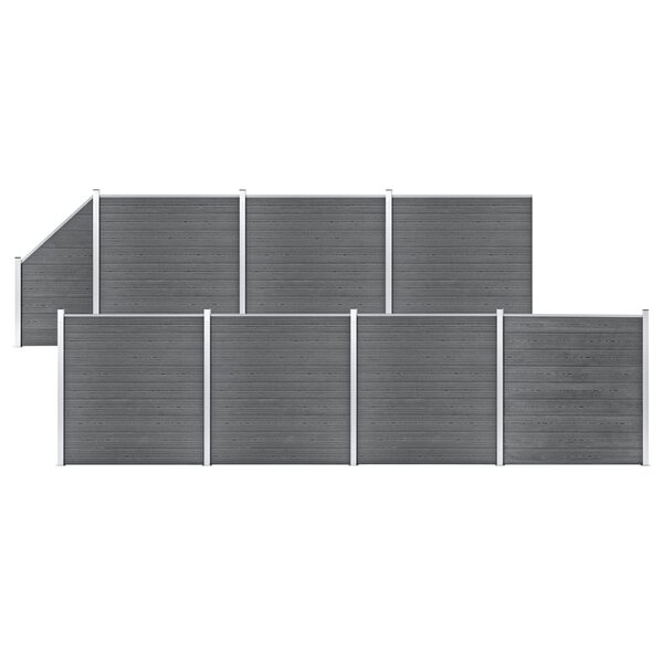 vidaXL Ensemble de clôture WPC 7 Carré + 1 Incliné 1311x186 cm Gris