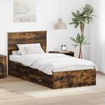 vidaXL Cadre de lit Chêne fumé 90 x 200 cm Bois d'ingénierie