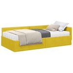 vidaXL Cadre de lit d'angle avec matelas Autre 2 Pièces Jaune Velours