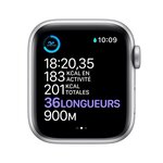 Apple Watch Series 6 GPS + Cellular, 40mm Boîtier en Aluminium Argent avec Bracelet Sport Blanc