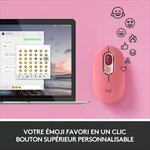 Souris sans fil logitech pop mouse avec emojis personnalisables  bluetooth  usb  multidispositifs - rose