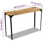 vidaXL Table console Bois de manguier 120 x 35 x 76 cm
