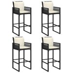 vidaXL Ensemble de bar de jardin 5 Pièces avec coussins noir poly rotin