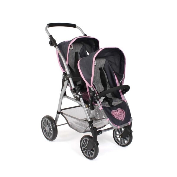 Bayer Chic 2000 691-26 - Le buggy Twinny pour poupées Mélange bleu foncé - anthracite