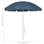 vidaXL Parasol de plage bleu 240 cm