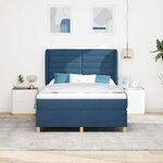 vidaXL Lit à ressorts avec matelas gris foncé 90x190 cm Bleu tissu