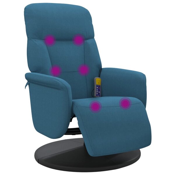 vidaXL Fauteuil inclinable de massage avec repose-pied bleu velours
