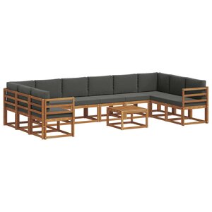 vidaXL Ensemble de canapés d'extérieur 11 pc Naturel et Anthracite