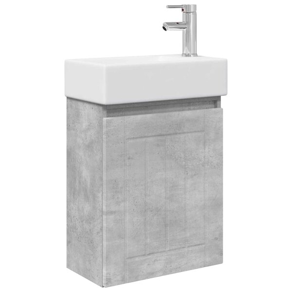 vidaXL Meuble de salle de bain avec robinet Gris béton