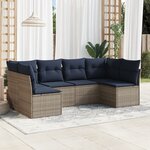 vidaXL Salon de jardin 6 Pièces avec coussins gris résine tressée