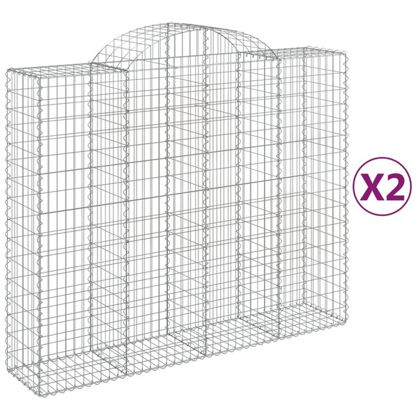 vidaXL Paniers à gabions arqués 2 Pièces 200x50x160/180 cm Fer galvanisé