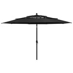 vidaXL Parasol de jardin à 3 niveaux avec mât en aluminium noir 3 5 m