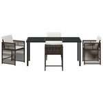vidaXL Ensemble de salle à manger de jardin 5 pièces avec coussins Marron Poly Rattan