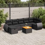 vidaXL Salon de jardin 8 Pièces avec coussins noir résine tressée