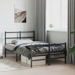 vidaXL Cadre de lit métal sans matelas avec pied de lit noir 120x200cm