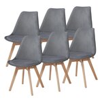Lot de 6 chaises de salle à manger velours côtelé gris 03_0009894