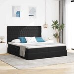 vidaXL Lit de rangement LED avec matelas Noir 180 x 200 cm Velours
