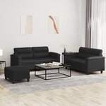 vidaXL Ensemble de canapés 3 Pièces avec coussins Noir Similicuir
