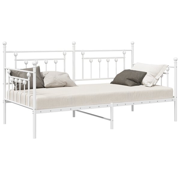 Cadre de lit jour vidaXL Blanc 90x190 cm Acier