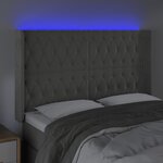 vidaXL Tête de lit à LED Gris clair 163x16x118/128 cm Velours