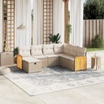 vidaXL Salon de jardin avec coussins 7 Pièces beige résine tressée
