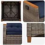 vidaXL Chaise de jardin inclinable 2 Pièces Gris et bleu marine polyrotin
