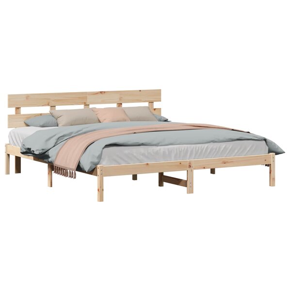 vidaXL Cadre de lit Marron 180 x 200 cm Bois de pin massif