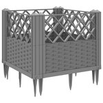 vidaXL Jardinière avec piquets gris clair 43 5x43 5x43 5 cm PP