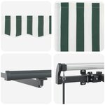 vidaXL Auvent Rétractable Vert et blanc 450 × 300 cm tissu