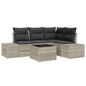 vidaXL Ensemble de canapé de jardin avec coussin 5 Pièces Gris clair
