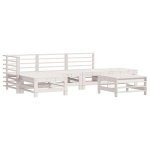 vidaXL Salon de jardin 6 Pièces Blanc Bois de pin massif
